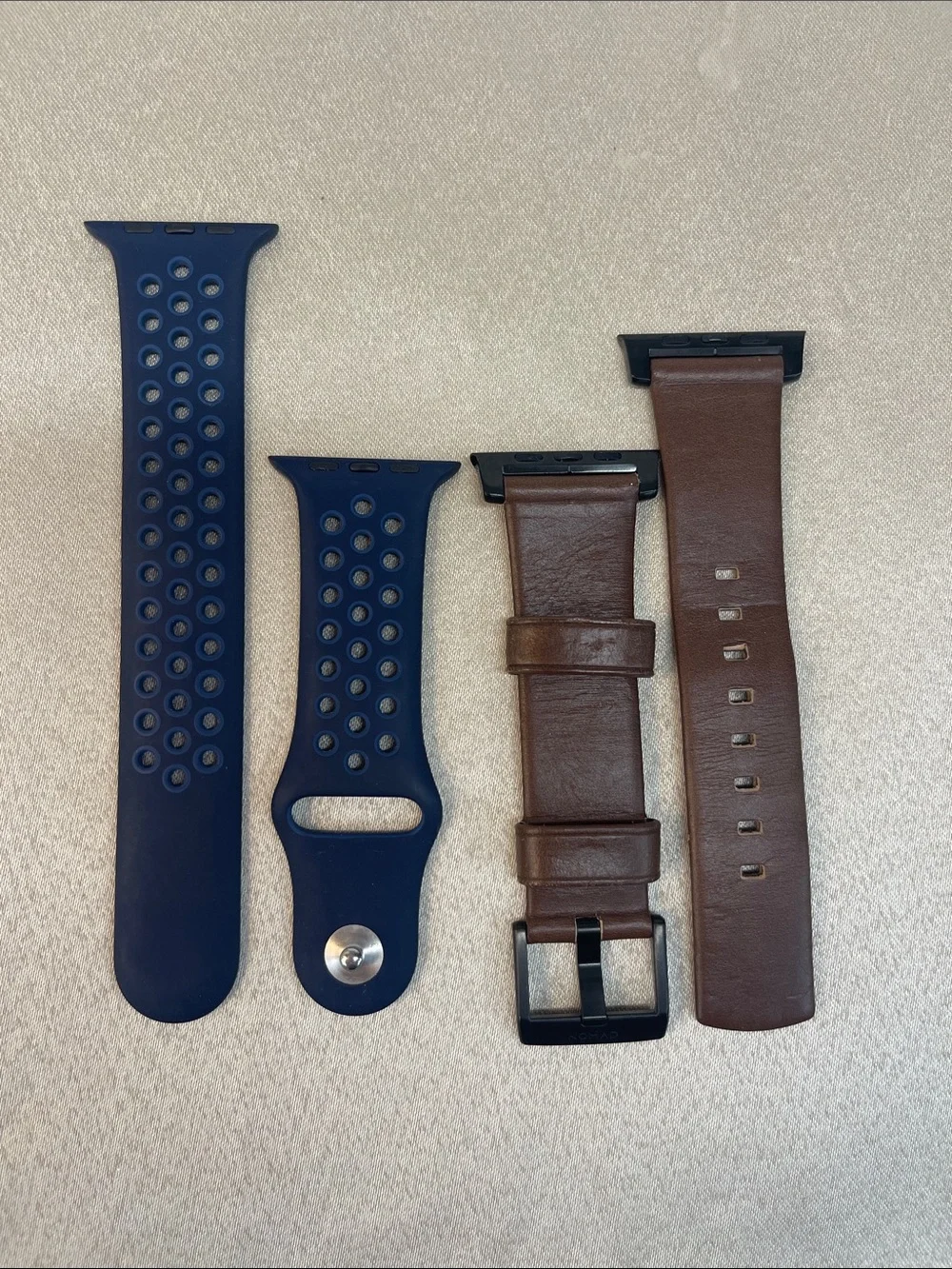 Nomad Brown Leather Watch Band with Navy Perforated Sport Strap set of 2